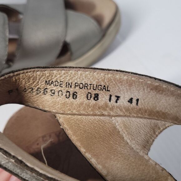 FLY London Idra Wedge Platform Sandal EU 41 Silver Metallic Leather Ankle Strap - Picture 8 of 12